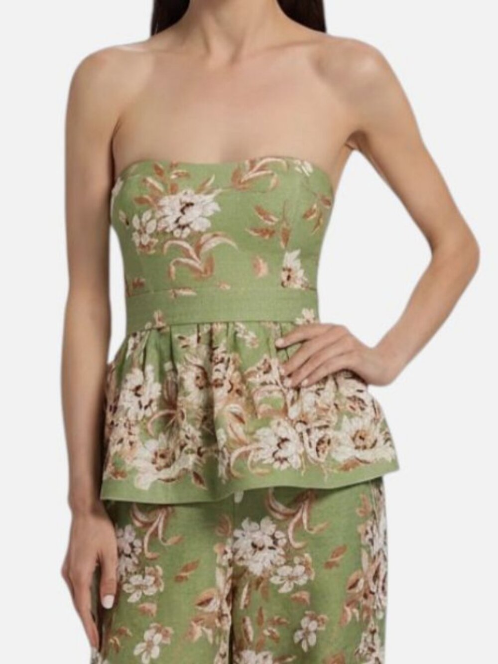 Cara Cara Women's Green Tilda Floral Strapless Top Size 8
